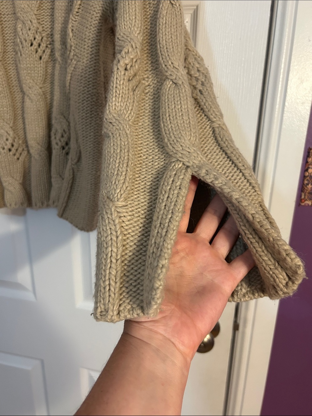 Zara Size Medium Taupe Cable Knit Turtleneck Sweater - Picture 4 of 8